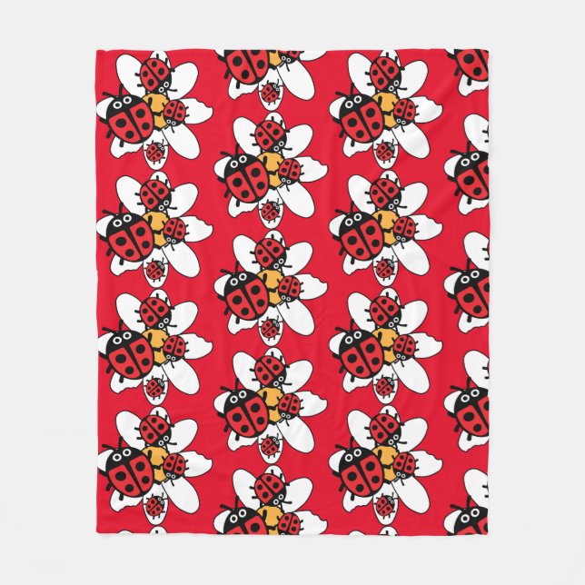 Cute Kids ladybird Family   Fleece Blanket (Front)