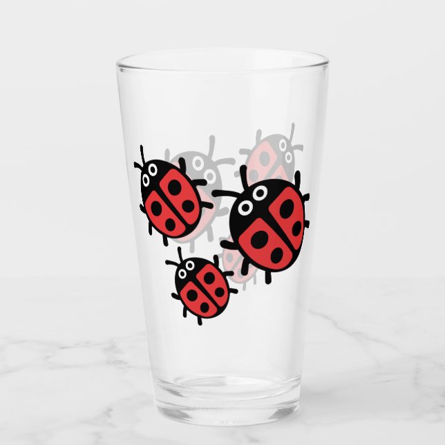 Cute Kids ladybird Family   Glass (Front)