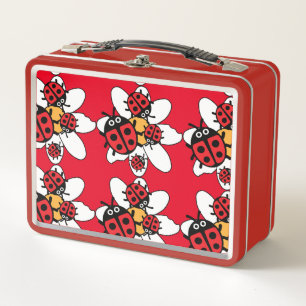 Cute Kids ladybird Family   Metal Lunch Box