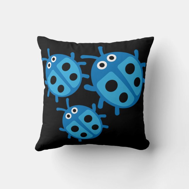Cute Kids ladybird Family   Throw Pillow (Back)