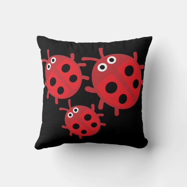 Cute Kids ladybird Family  Throw Pillow (Back)