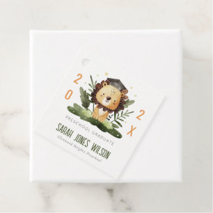 Cute Kids Lion Foliage Custom Preschool Graduation Favour Tags