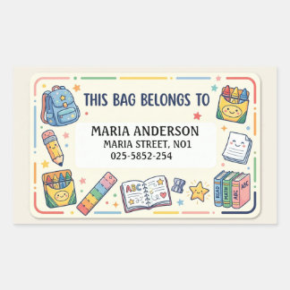 Cute Kids Name Labels : This Bag Belong To