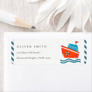 Cute Kids Nautical Boat Ocean Waves Adresse