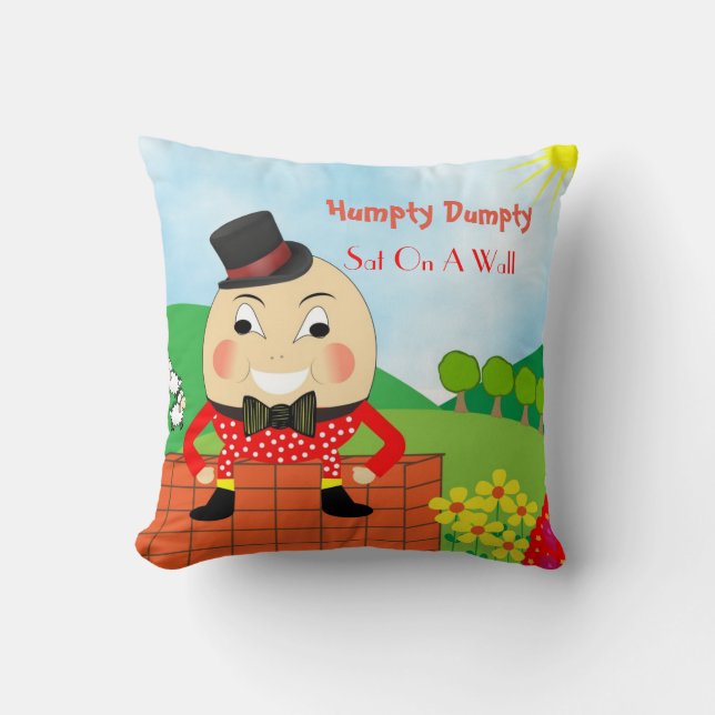 Cute Kids Nursery Rhyme Humpty Dumpty Throw Pillow (Front)