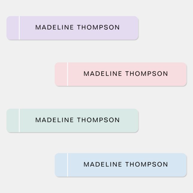 Cute Kids Pastel Colour Lined Name (Group)