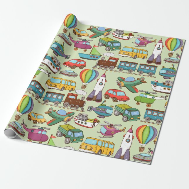 Cute Kids Pattern Wrapping Paper (Unrolled)