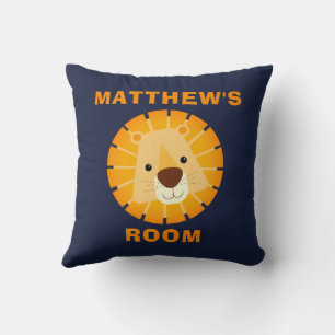 Cute Kid's Personalized Lion Throw Pillow