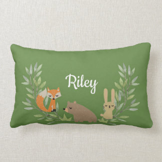 Cute Kids Personalized Woodland Throw Pillow