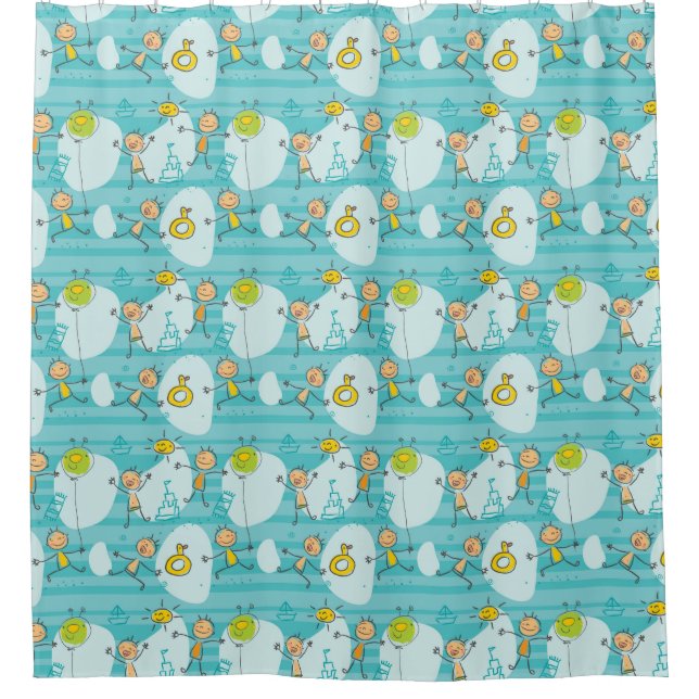 Cute kids playing on the beach pattern (Front)
