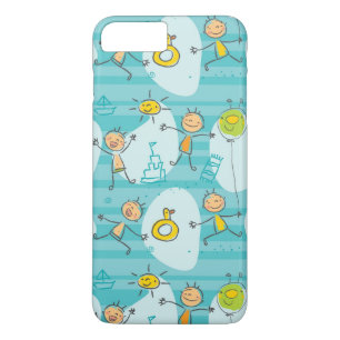 Cute kids playing on the beach pattern Case-Mate iPhone case