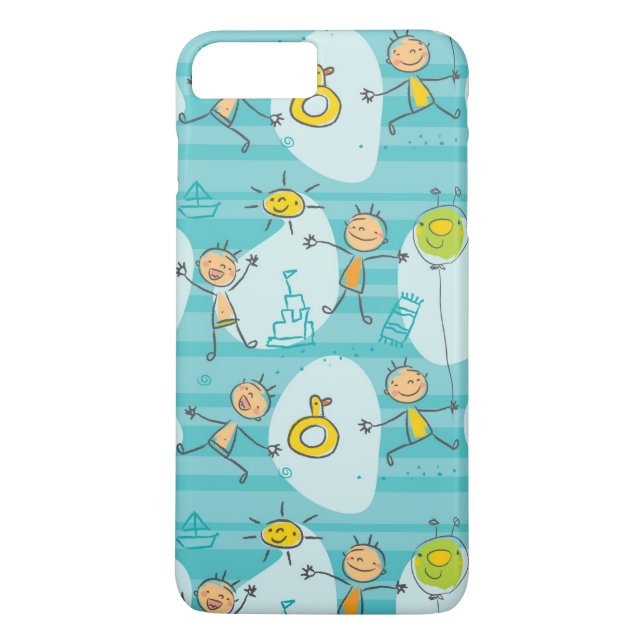 Cute kids playing on the beach pattern Case-Mate iPhone case (Back)