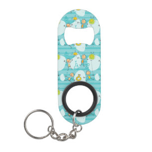 Cute kids playing on the beach pattern mini bottle opener