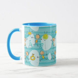 Cute kids playing on the beach pattern mug