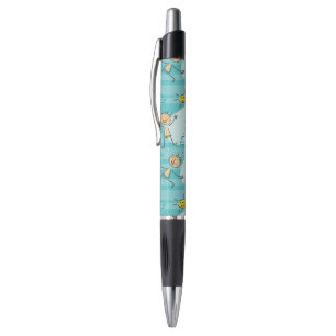 Cute kids playing on the beach pattern pen
