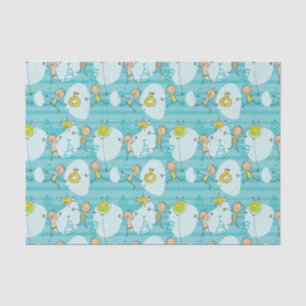 Cute kids playing on the beach pattern tissue paper