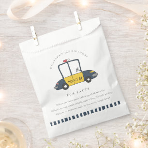 Cute Kids Police Car Any Age Birthday Fun Facts Favour Bag