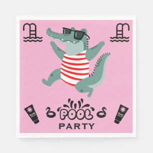 Cute Kids Pool Birthday Party invite Napkin