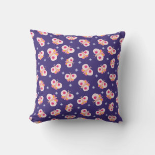 Cute Kids Purple Butterfly Throw Pillow
