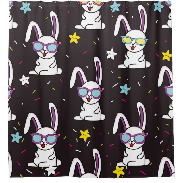 Cute kids rabbit pattern. Colorful rabbit, stars w (Front)