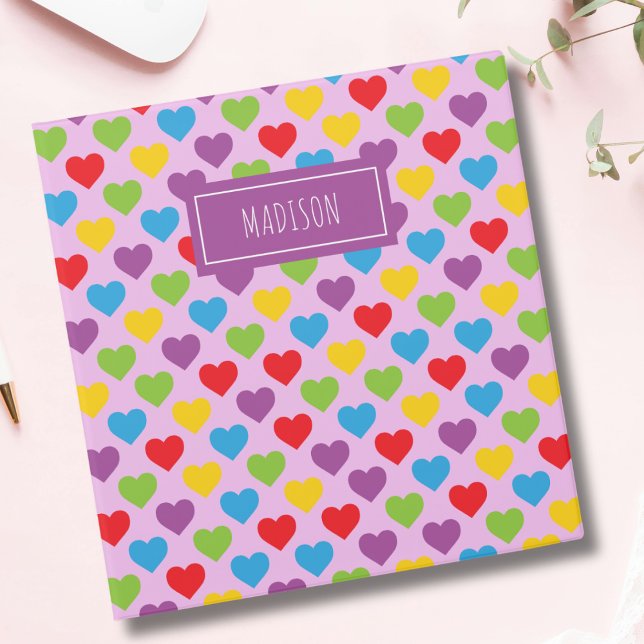 Cute Kids Rainbow Hearts School Memories Binder (Creator Uploaded)