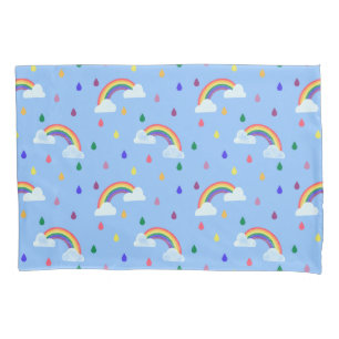 Cute Kids Rainbow Rain Shower Pattern Pillowcase