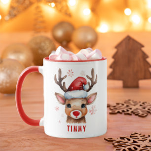 Cute Kids Reindeer Mug with Name