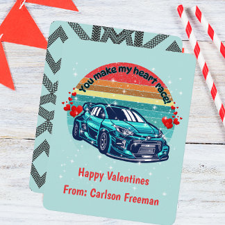 Cute Kids Retro Sun Valentines Car Card