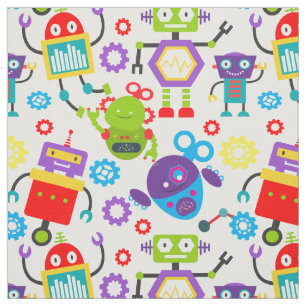 Cute Kids Robot Colourful Fabric