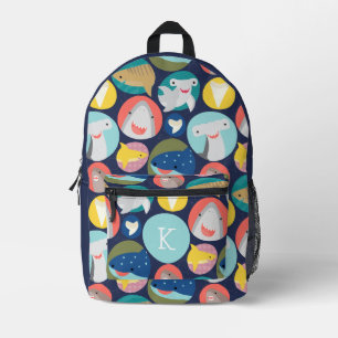 Cute Kids Shark Species Print Cut Sew Bag