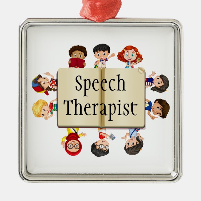 Cute Kids Speech Therapist Word Metal Ornament (Front)