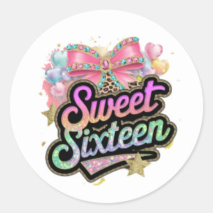 Cute kids sweet sixteen Birthday Classic Round Sticker