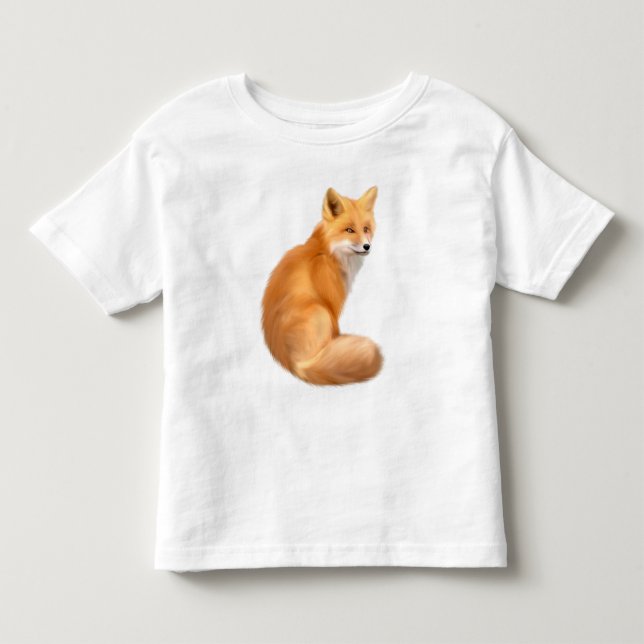 Cute Kid's T-shirt with a fluffy red fox (Front)