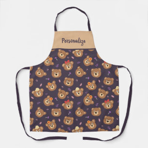Cute Kids Teddy Bear Stuffed Animal Pattern Apron