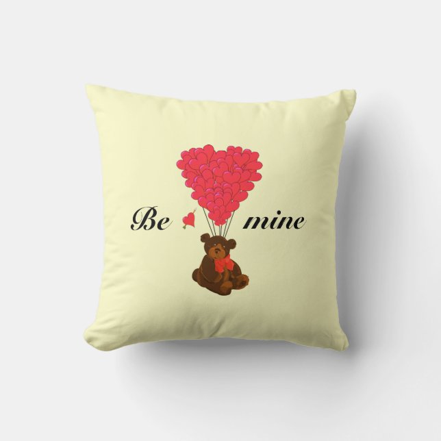 Cute kids teddy bear valentines love heart throw pillow (Front)