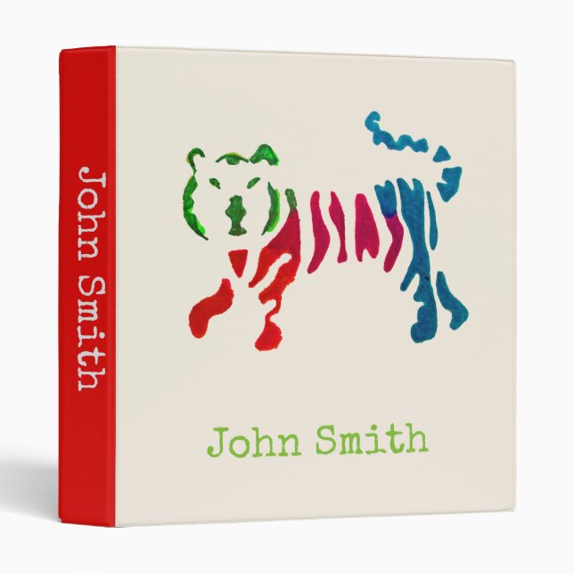 Cute kids tiger jungle cartoon student folder binder (Front/Spine)