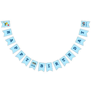 Cute Kids Toys Happy 4th Birthday Party  Bunting Flags
