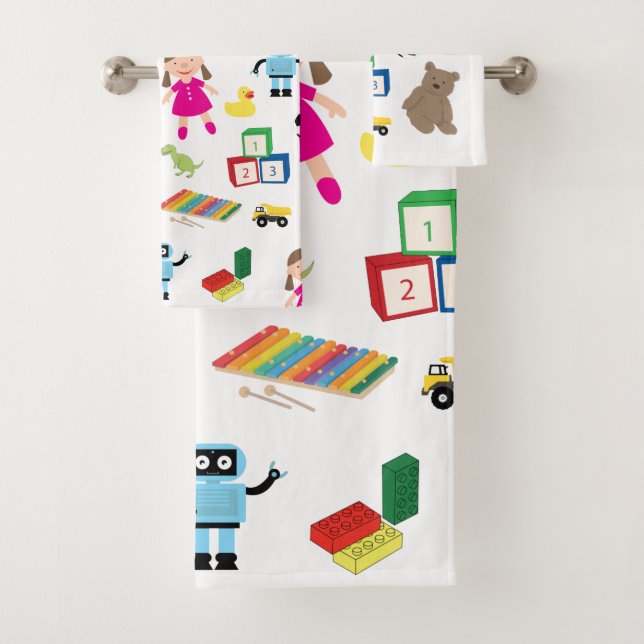Cute Kids Toys Pattern Bath Towel Set (Insitu)