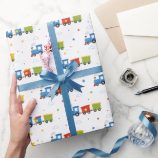 Cute Kids Train Pattern for Boys Birthday Gift Wrapping Paper
