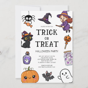 Cute Kids Trick or Treat Halloween Costume Party Invitation