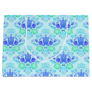 Cute Kids Tropical Blue Ocean Sea Turtle Large Gift Bag
