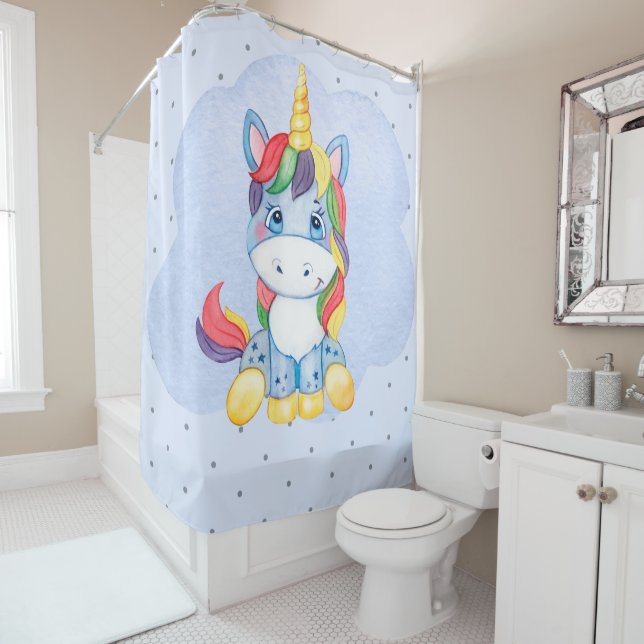 Cute Kids Unicorn Rainbow Hair Baby Blue (In Situ)