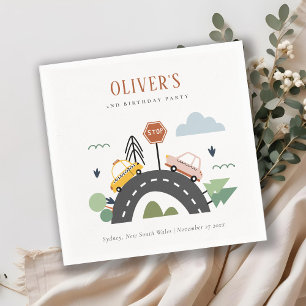 Cute Kids Urban Vehicle Cars Road Any Age Birthday Napkin