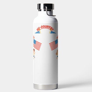 Cute Kids USA Flag My Country Water Bottle Patri