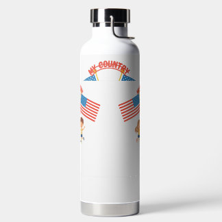 Cute Kids USA Flag My Country Water Bottle | Patri