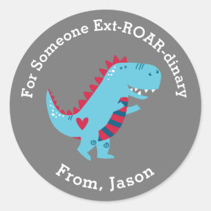 Cute Kids Valentines Day Dinosaur Sticker