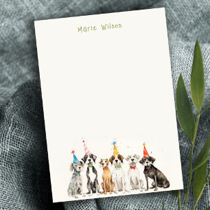 Cute Kids Watercolor Pawty Dog Birthday Party Card