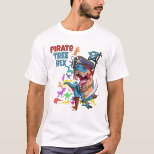 Cute Kids Xmas Pirate Christmas Dinosaur Tree Rex T-Shirt