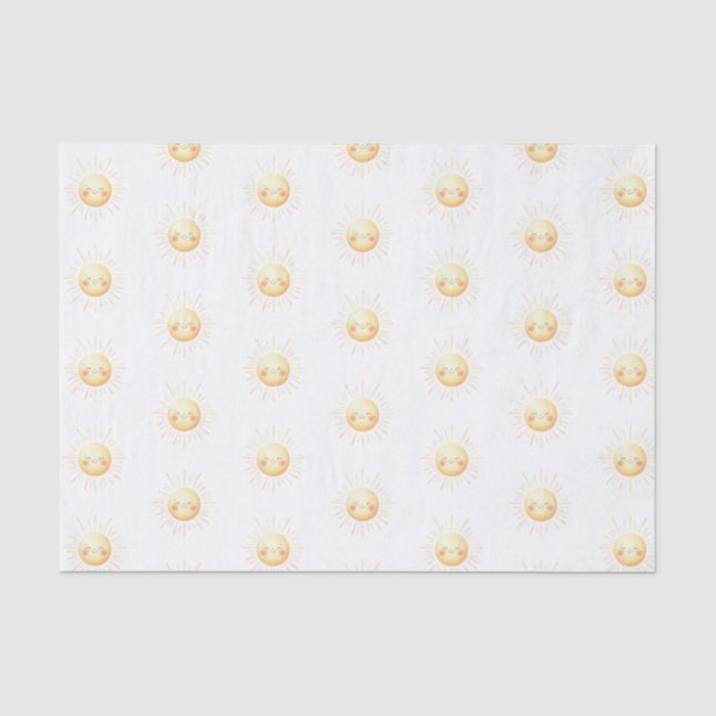 Cute Kids Yellow Sunshine 10lb Tissue Paper, White Tissue Paper (Front)