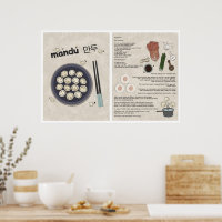 Cute Kimchi Dumpling Recette Coréenne Poster alime